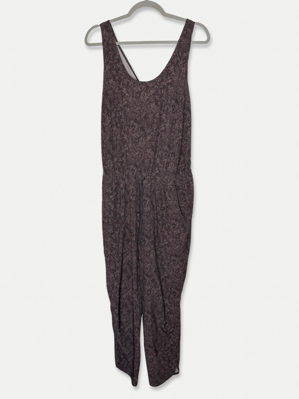 Patagonia Women’s Jumpsuit Large Brown Floral Print Drawstring Stretch